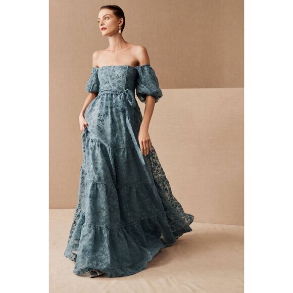 NWT Beatrice Organza Maxi Dress BHLDN Anthropologie 0 Blue - Picture 1 of 7